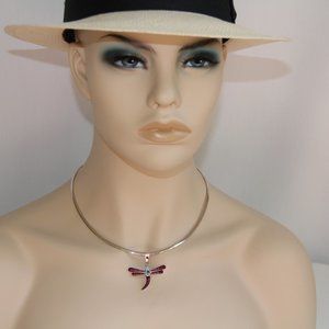 Sterling Silver Sugilite, Turquoise Dragonfly Pendant